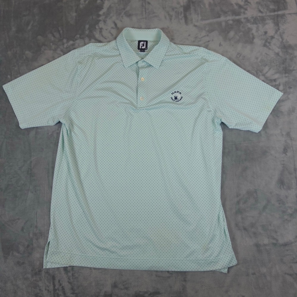 FootJoy Polo Shirt Mens XL Mint Green Micro Dot Napa Golf Course Performance